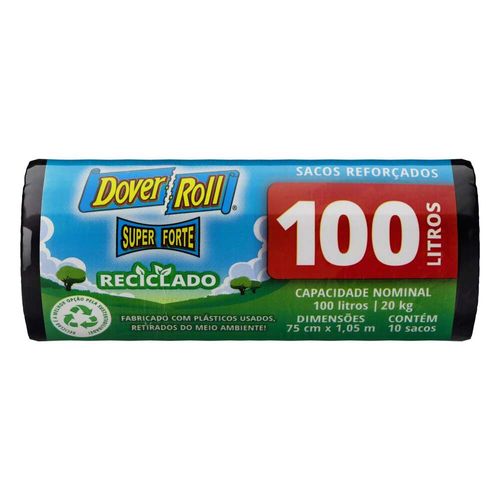 Saco para Lixo Reforçado 100L Dover Roll Super Forte 10 Unidades