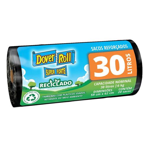 Saco para Lixo Reforçado 30L Dover Roll Super Forte 20 Unidades