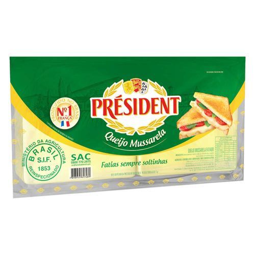 Queijo Mussarela Fatiado Président 1Kg