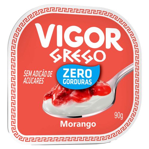 Iogurte Desnatado Grego Calda Morango Vigor 90g