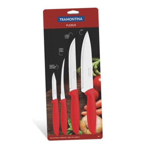 Conjunto de Facas Tramontina Plenus Vermelho 4 Peças