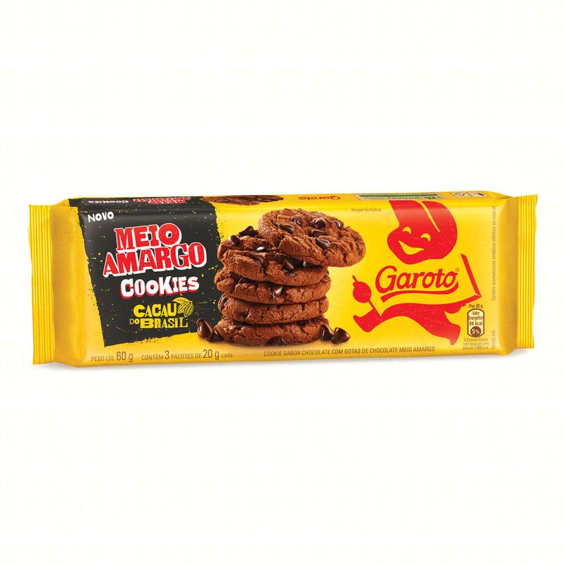 Biscoito-Cookie-Chocolate-com-Gotas-de-Chocolate-Meio-Amargo-Garoto-Cacau-do-Brasil-Pacote-60g