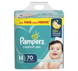 Fralda Descartável Infantil Pampers Confort Sec M Pacote 70 Unidades