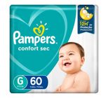 Fralda Descartável Infantil Pampers Confort Sec G Pacote 60 Unidades