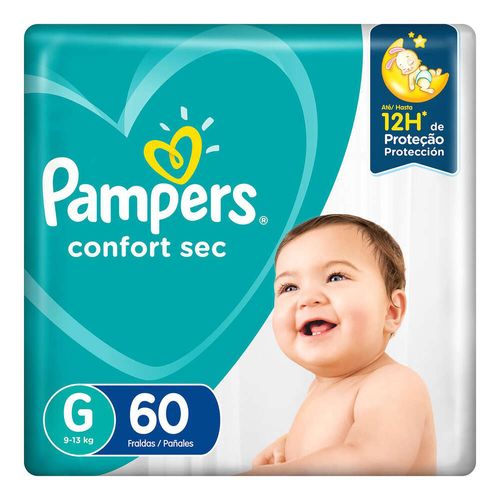 Fralda Descartável Infantil Pampers Confort Sec G Pacote 60 Unidades