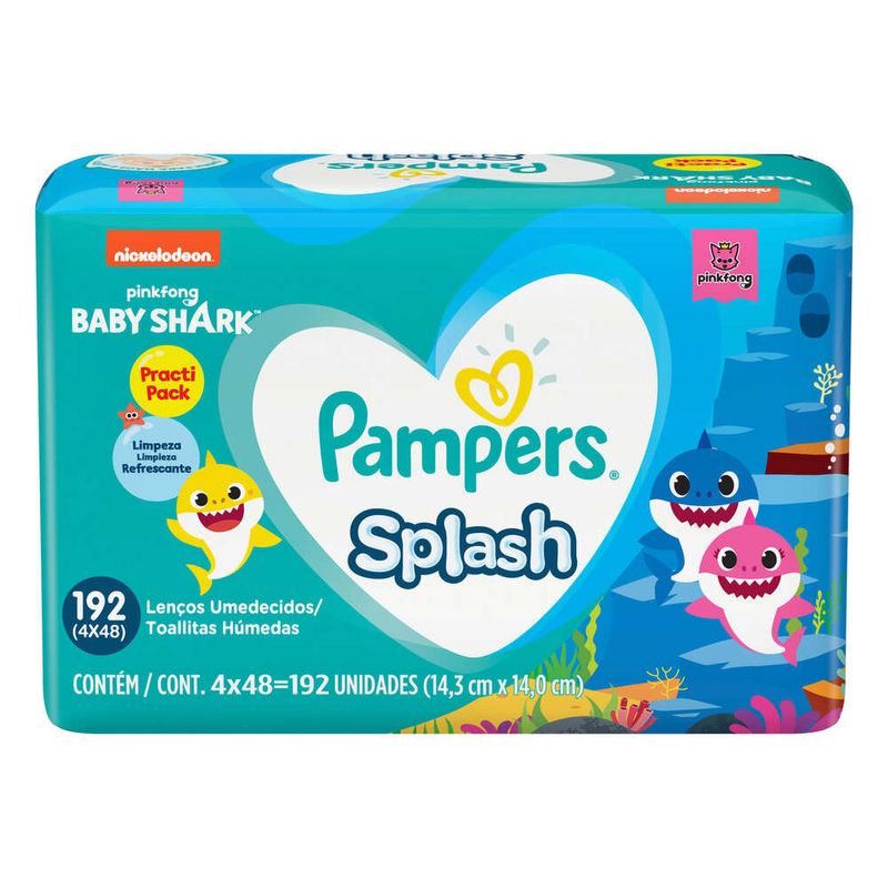Pack-Lenco-Umedecido-Baby-Shark-Pampers-Splash-Pacote-4-Unidades