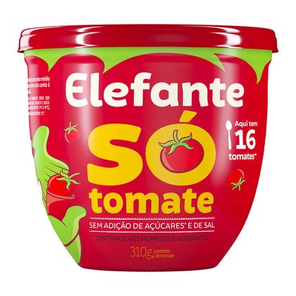 Extrato de Tomate Elefante Sem Adição de Açúcar e Sal Pote 310g