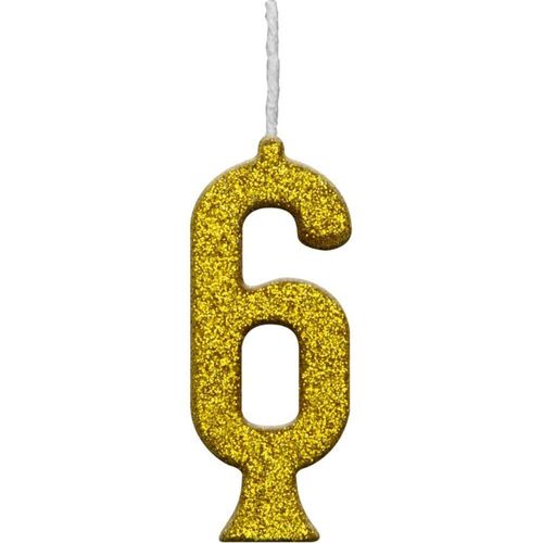 Vela Parabéns Ouro Regina Número 6