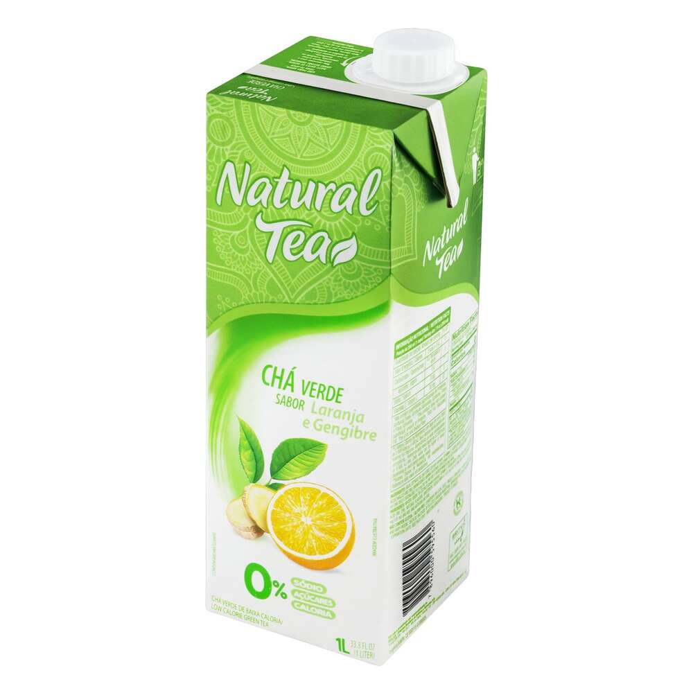 Chá Verde Laranja e Gengibre Zero Açúcar Natural Tea Caixa 1l