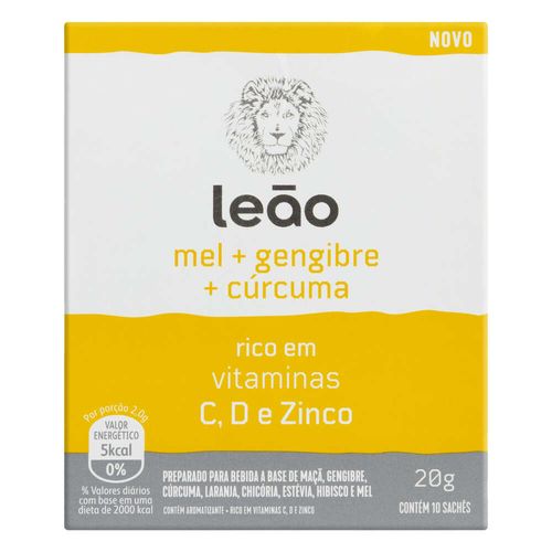 Chá Mel, Gengibre e Cúrcuma Leão Caixa 20g