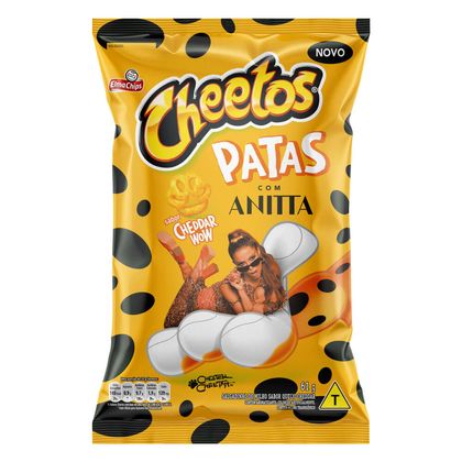 Salgadinho de Milho Cheddar Wow Patas com Anitta Elma Chips Cheetos Pacote 61g