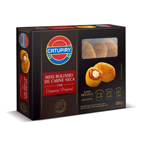 Mini Bolinho Congelado Pré-Frito Recheio Carne Seca com Catupiry Original Caixa 300g