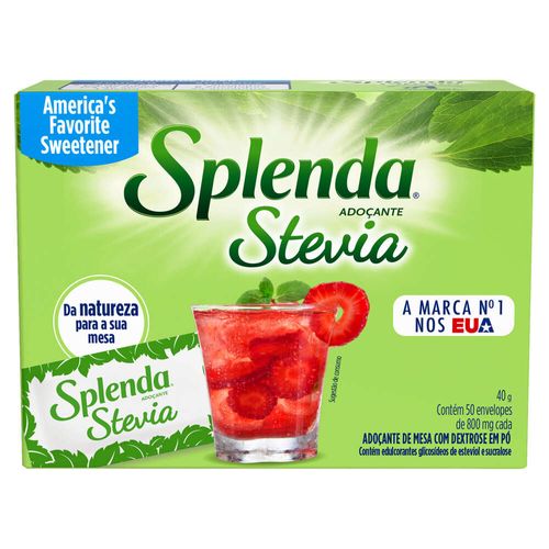 Adoçante em Pó Stevia Splenda Caixa com 50 Envelopes 40g