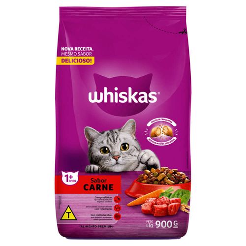 Alimento para Gatos Adultos 1+ Carne Whiskas Pacote 900g