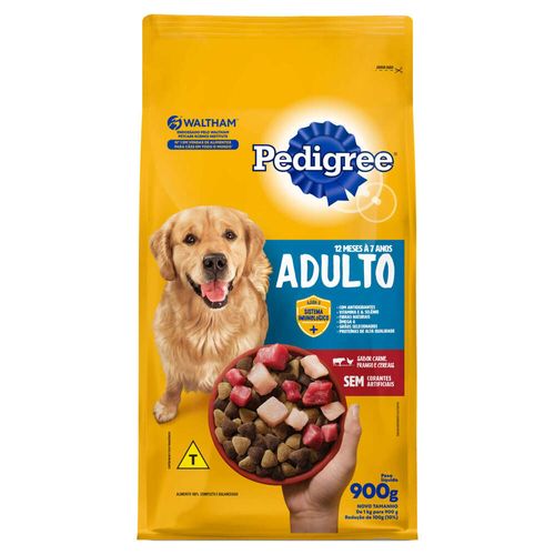 Alimento para Cães Adultos 12 Meses a 7 Anos Carne, Frango e Cereais Pedigree Pacote 900g