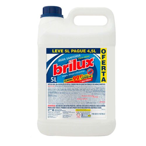 Água Sanitária Brilux Galão Leve 5l Pague 4,5l