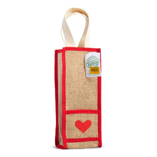 Sacola Ecobag para Vinho Amo Rio com Juta da Amazônia