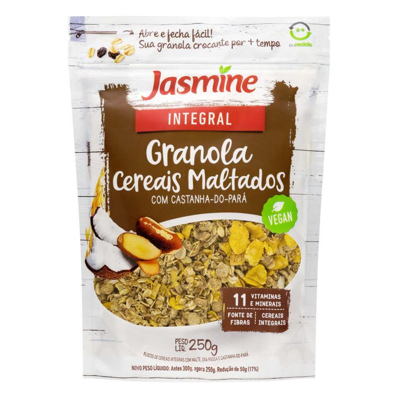 Granola-Integral-Vegana-Cereais-Maltados-Jasmine-Pacote-300g