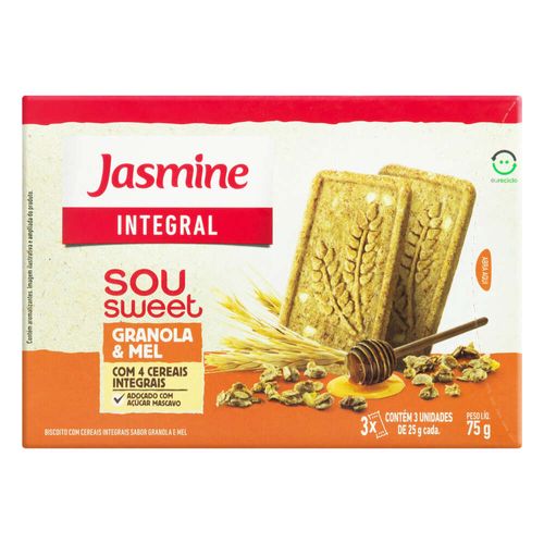 Biscoito Integral Granola & Mel Jasmine Sou Sweet Caixa 75g