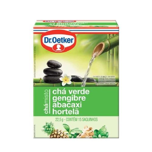 Chá Misto Verde, Gengibre, Abacaxi e Hortelã Dr Oetker 22,5g