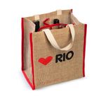 Sacola Ecobag para Vinho Com 4 Divisórias Amo Rio com Juta da Amazônia