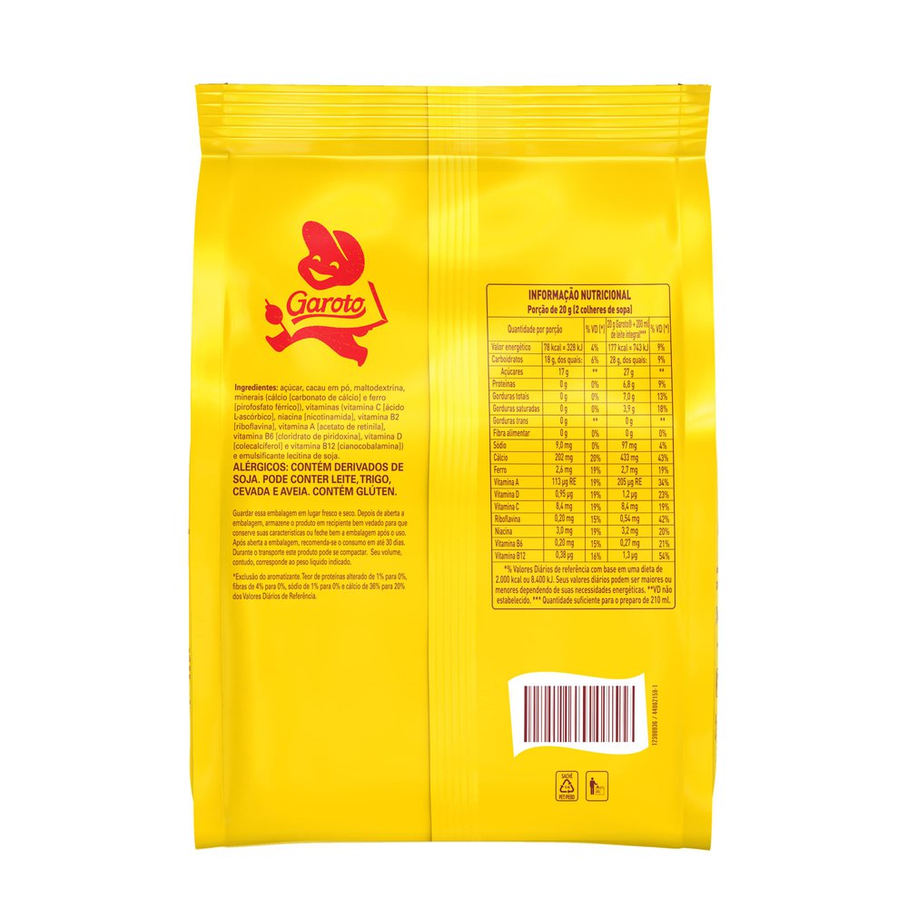 Achocolatado Garoto Sache 600G