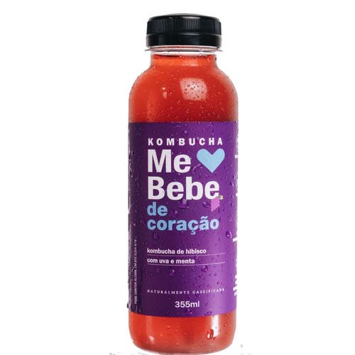 Kombucha Me Bebe de Coração Hibisco com Uva e Menta Gelado 355ml