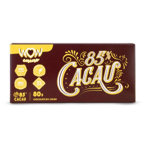 Chocolate 85% Cacau Zero Açucar Wow Cacao 80g
