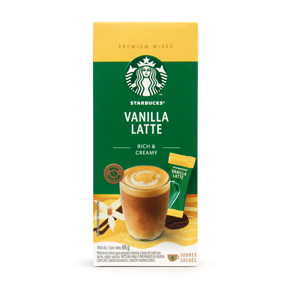 Café Solúvel Starbucks Vanilla Cappuccino Caixa com 4 Sticks 86g
