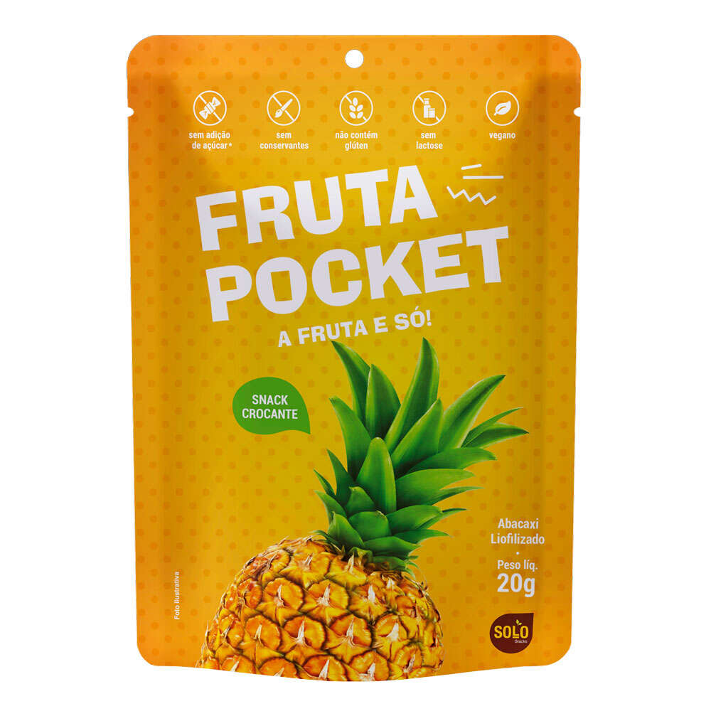Fruta Pocket Abacaxi Liofilizado Solo Snacks 20g - Zona Sul