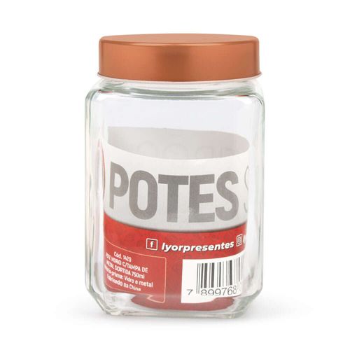 Pote de Vidro com Tampa em Metal Sortida Lyor 500ml