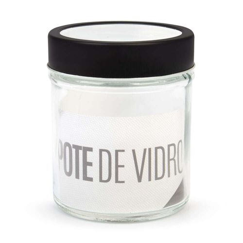 Pote de Vidro com Tampa em Metal e Acrílico Gastro Preta Lyor 350ml
