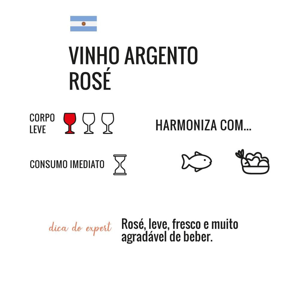 Vinho Rosé Argentino Argento Garrafa 750ml