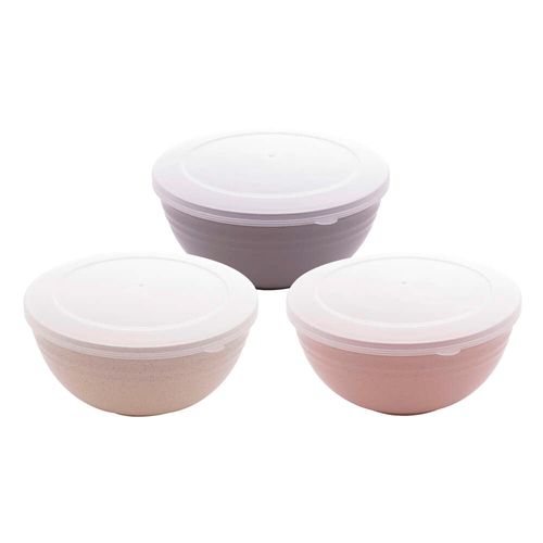 Conjunto 3 Bowls de Bambu e PP Lines Sortido Lyor