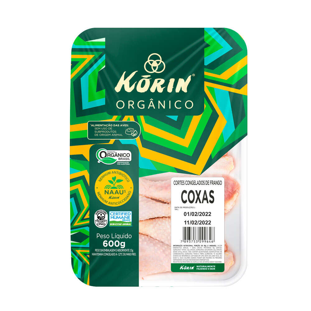 Coxa de Frango Orgânica Korin Bandeja 600 g