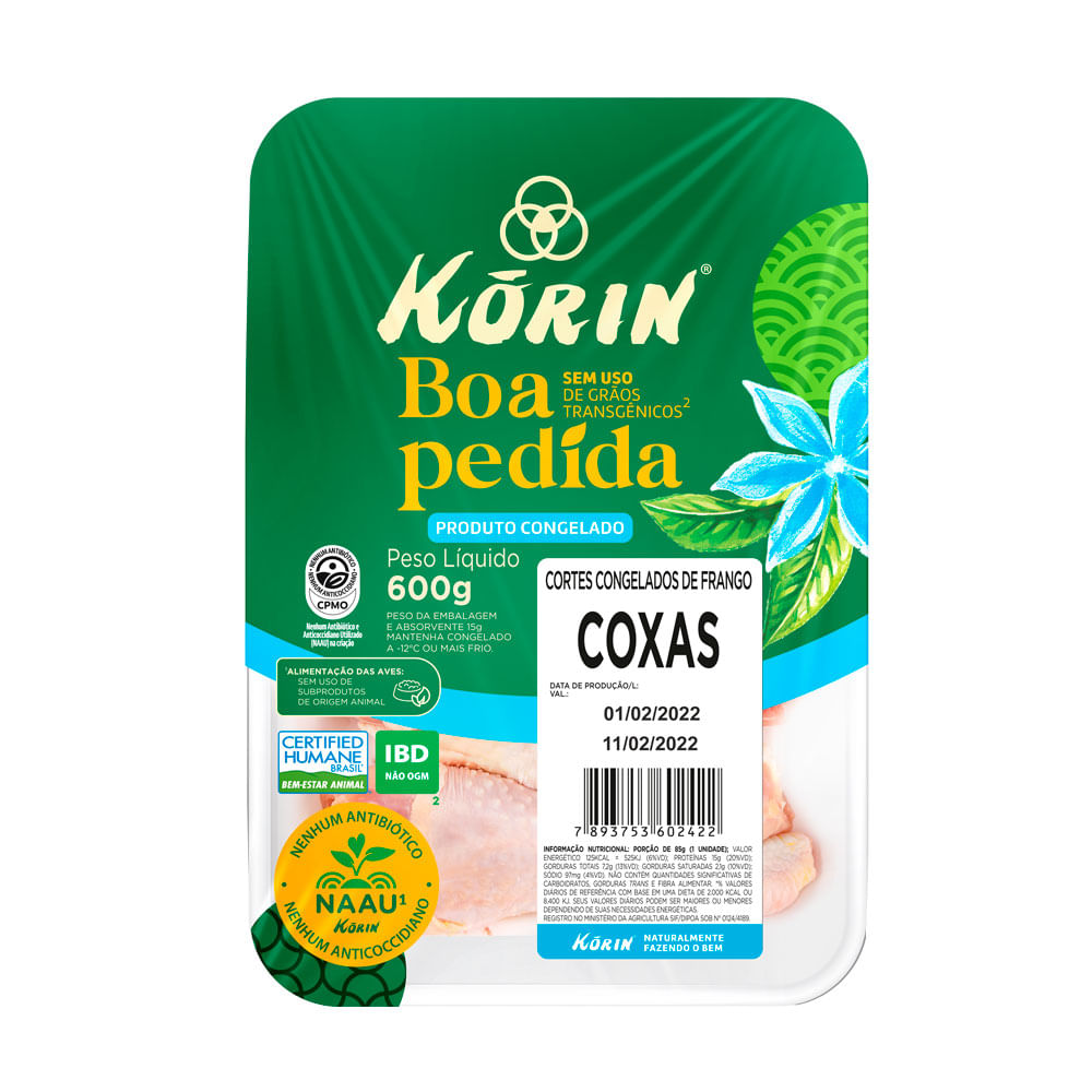 Coxa De Frango Congelada Korin Bandeja 600g Zona Sul 3671