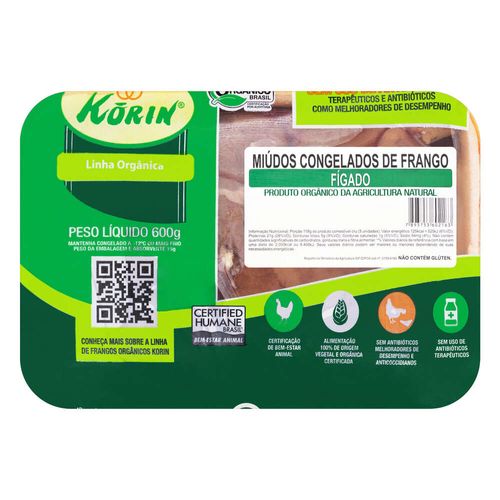 Fígado de Frango Congelado Orgânico Korin 600g