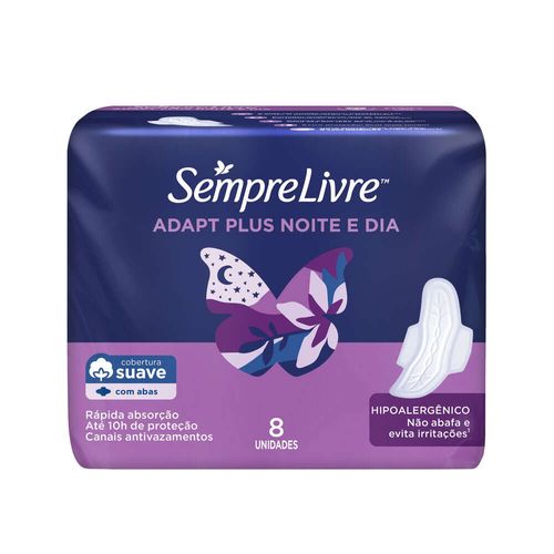 Absorvente Íntimo Com Abas Sempre Livre Noturno Suave Pacote com 8 Unidades