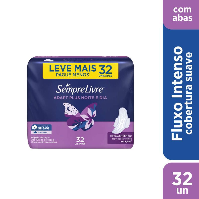 Absorvente-Intimo-Com-Abas-Sempre-Livre-Adapt-Plus-Pacote-Com-32-Unidades