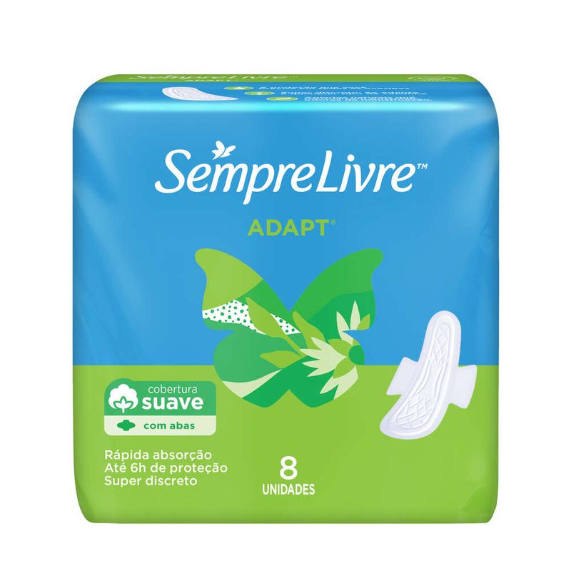 Absorvente-Intimo-Com-Abas-Sempre-Livre-Adapt-Suave-Pacote-Com-8-Unidades