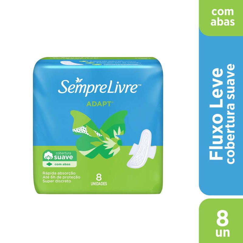 Absorvente-Intimo-Com-Abas-Sempre-Livre-Adapt-Suave-Pacote-Com-8-Unidades
