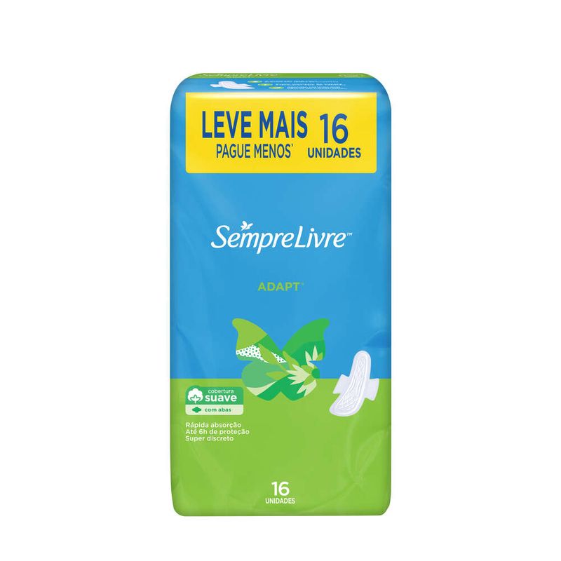 Absorvente-Intimo-Com-Abas-Sempre-Livre-Adapt-Plus-Suave-Pacote-Com-16-Unidades