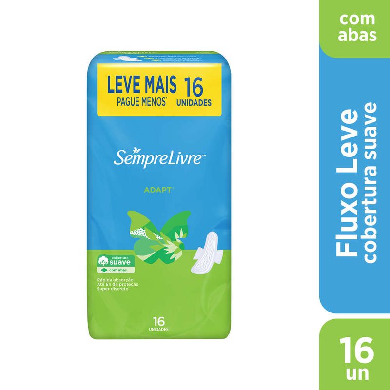 Absorvente-Intimo-Com-Abas-Sempre-Livre-Adapt-Plus-Suave-Pacote-Com-16-Unidades