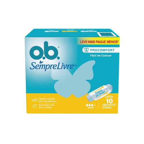 Absorvente Íntimo Interno O.B. Original Médio Leve 10 Pague 8 Unidades