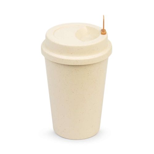 Copo de Café de Bambu e PP com Tampa e Mexedor Sortido Lyor 450ml
