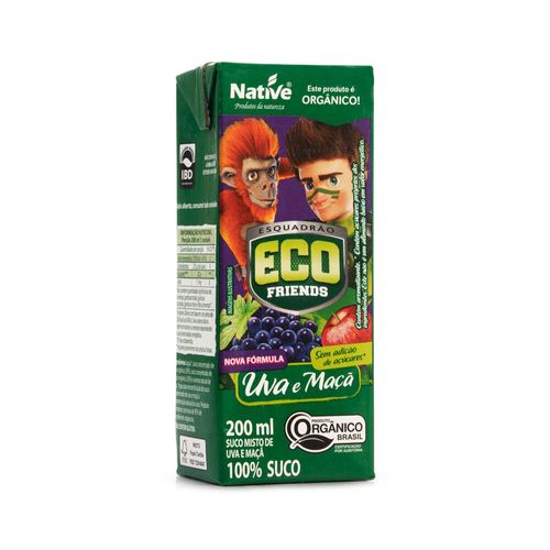 Suco Orgânico Maçã e Uva Esquadrão Eco Friends Native Caixa 200ml