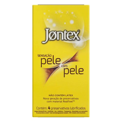 Preservativo Masculino Lubrificado Jontex Sensação Pele com Pele Caixa 4 Unidades