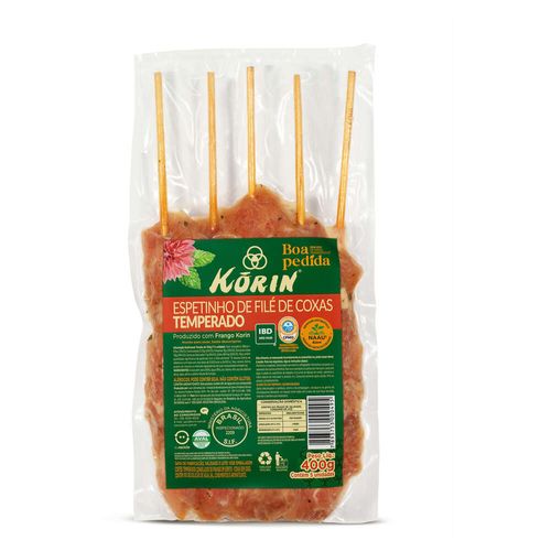 Filé de Coxa de Frango em Espeto Temperado Korin Boa Pedida 400g