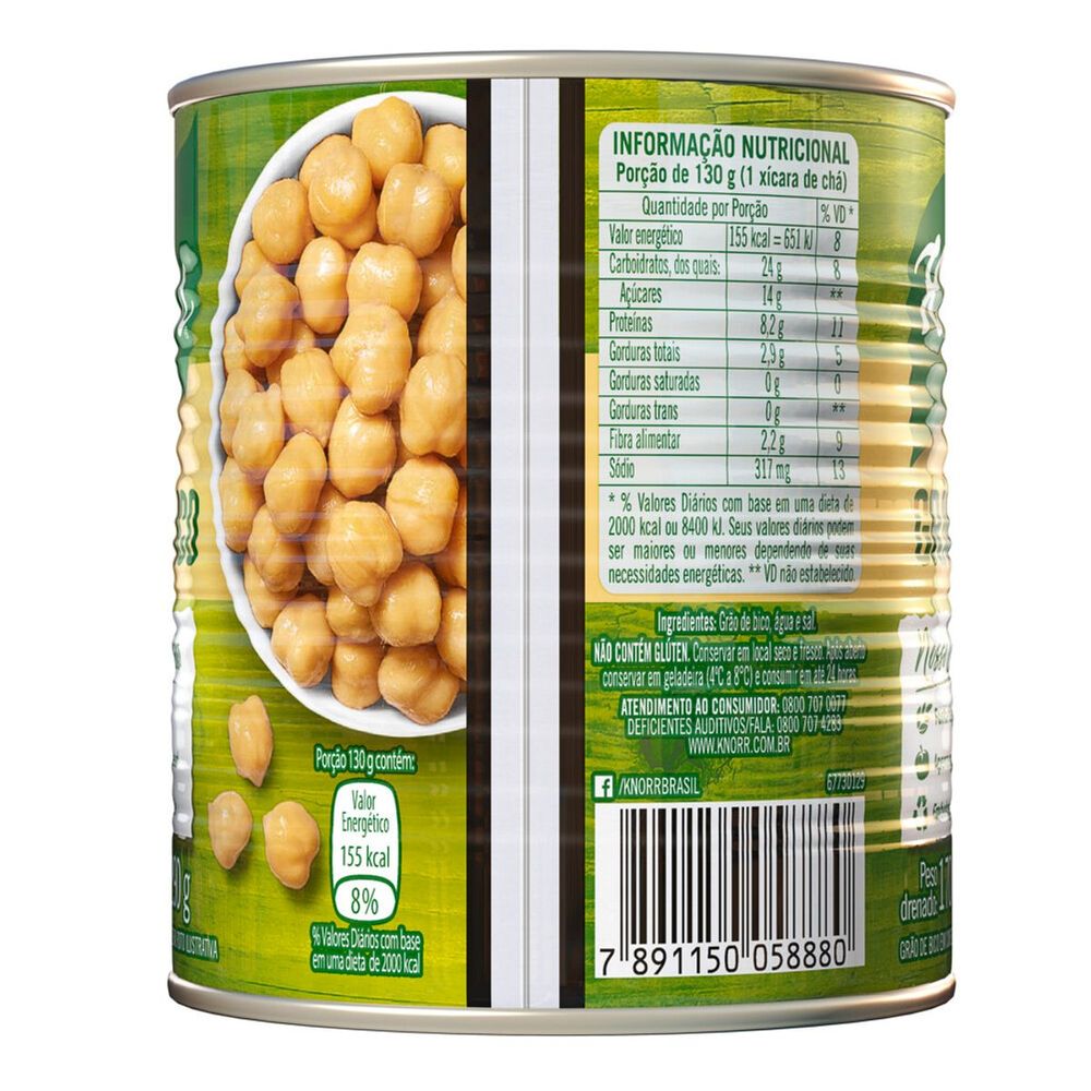 Grão de Bico em Conserva Knorr Saladinha de Grãos Lata 170g - Zona Sul