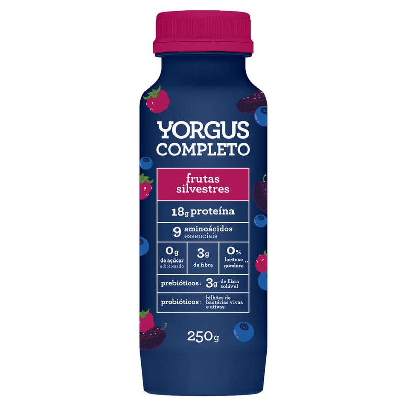 Iogurte Desnatado Frutas Silvestres Zero Lactose Yorgus Completo Frasco 250g